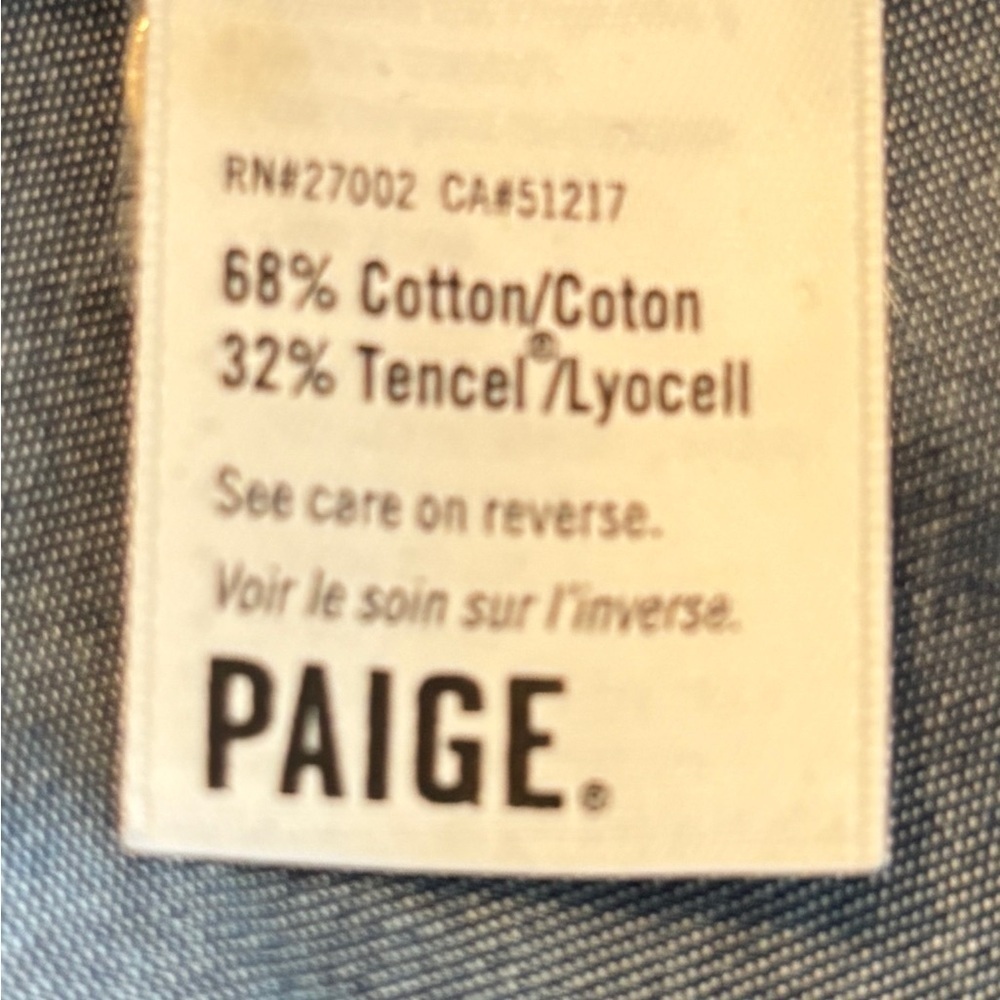 PAIGE Haidee blue cottn/tencel blnd chmbry frng hem mini drss SZ S coastal - Picture 13 of 14